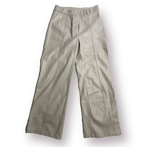 7 For All Mankind Pants Womens Small Wide Leg High Rise Y2K Cream Faux‎ Leather